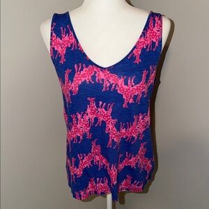 Lilly Pulitzer Women's Blue and Pink Sleeveless Gigi Top Medium
